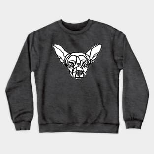 Small Dog, Lineart Black and White, Outline Chihuahua, Little Dog Crewneck Sweatshirt